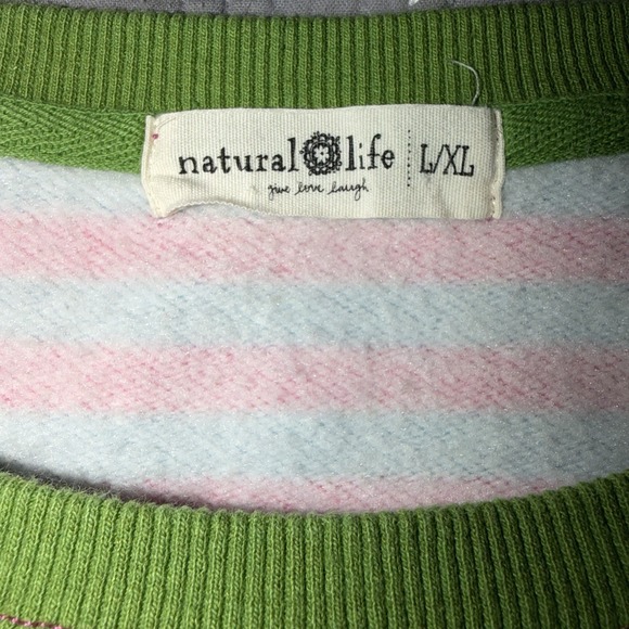 Natural Life Oversized Striped Crewneck Sweatshirt Cozy Boho Preppy L/XL - Picture 5 of 6